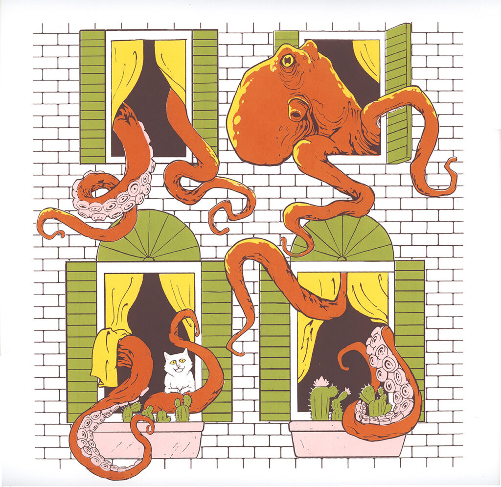Octopus in vintage window Bagman studios